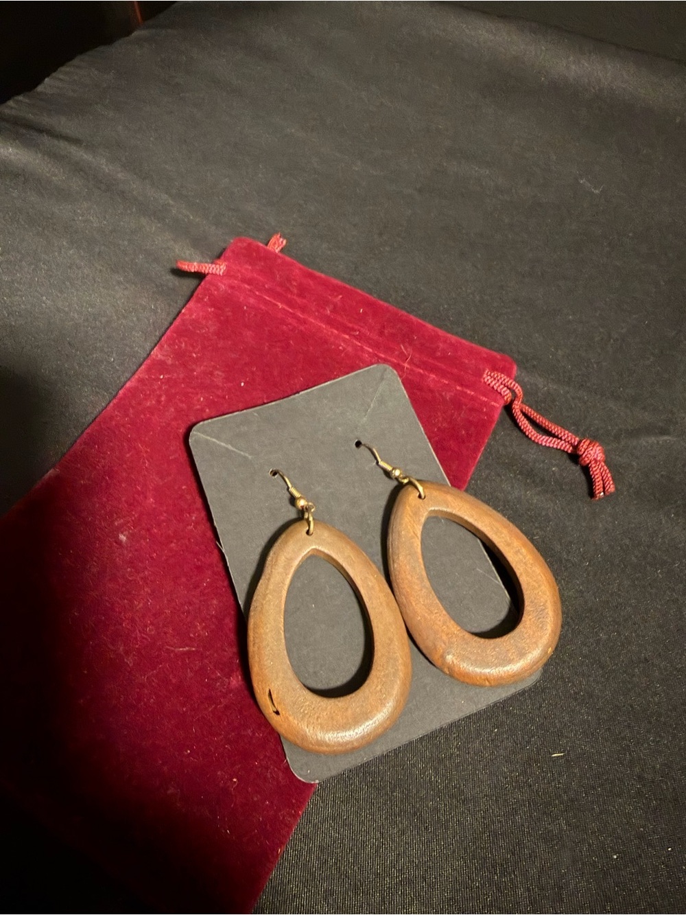 Handcrafted Brown Teardrop Wooden Earrings